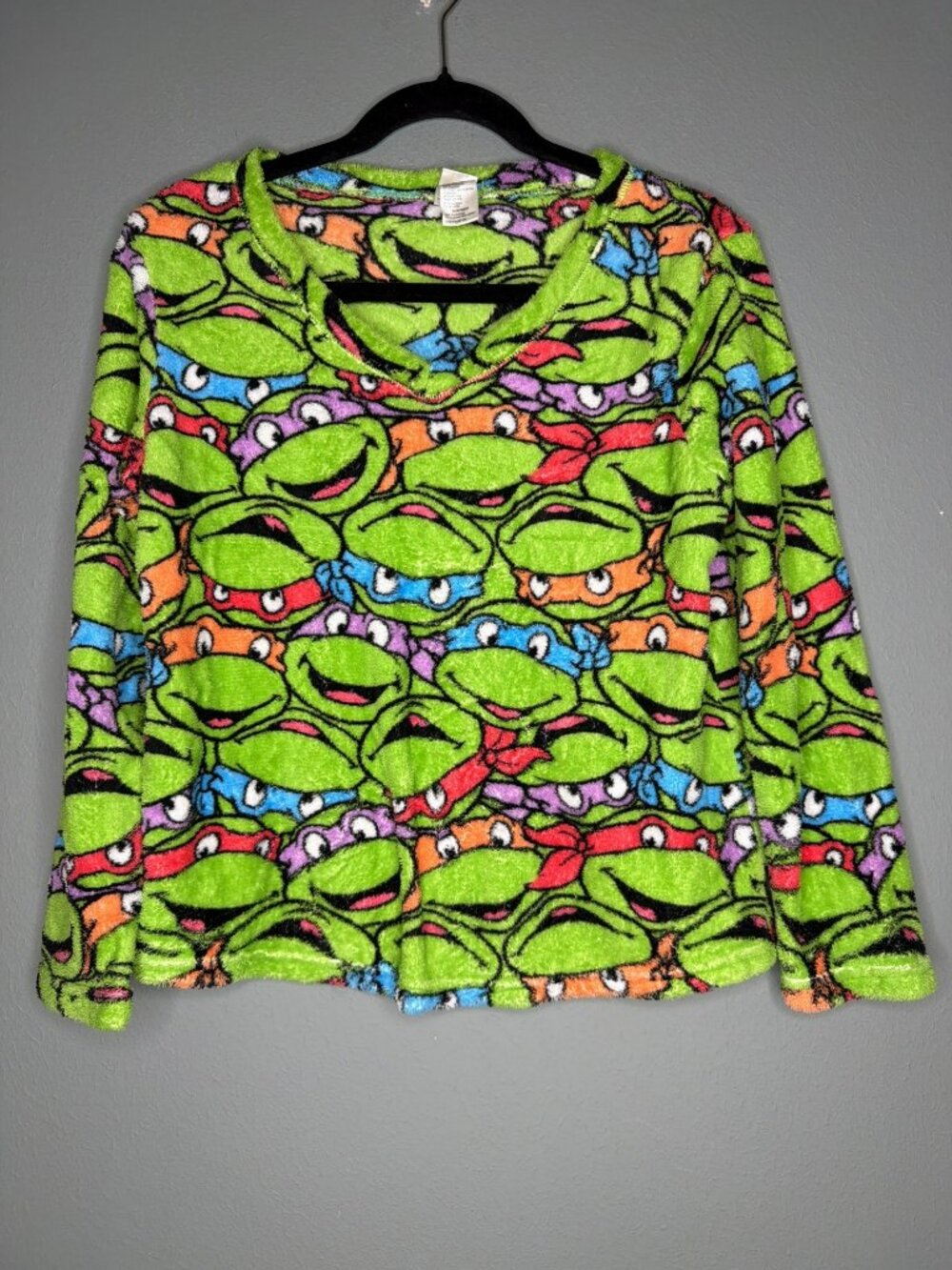 Ninja Turtles Sweater Fluffy Pajama Top Kids Small 4-6